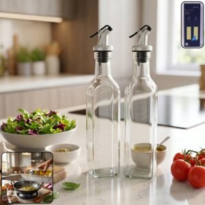Glass Oil Dispenser Set – Leak-Proof & Stylish Kitchen Accessory