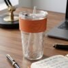 Glass Drinking Tumbler – Spill-Resistant Lid & Elegant Design