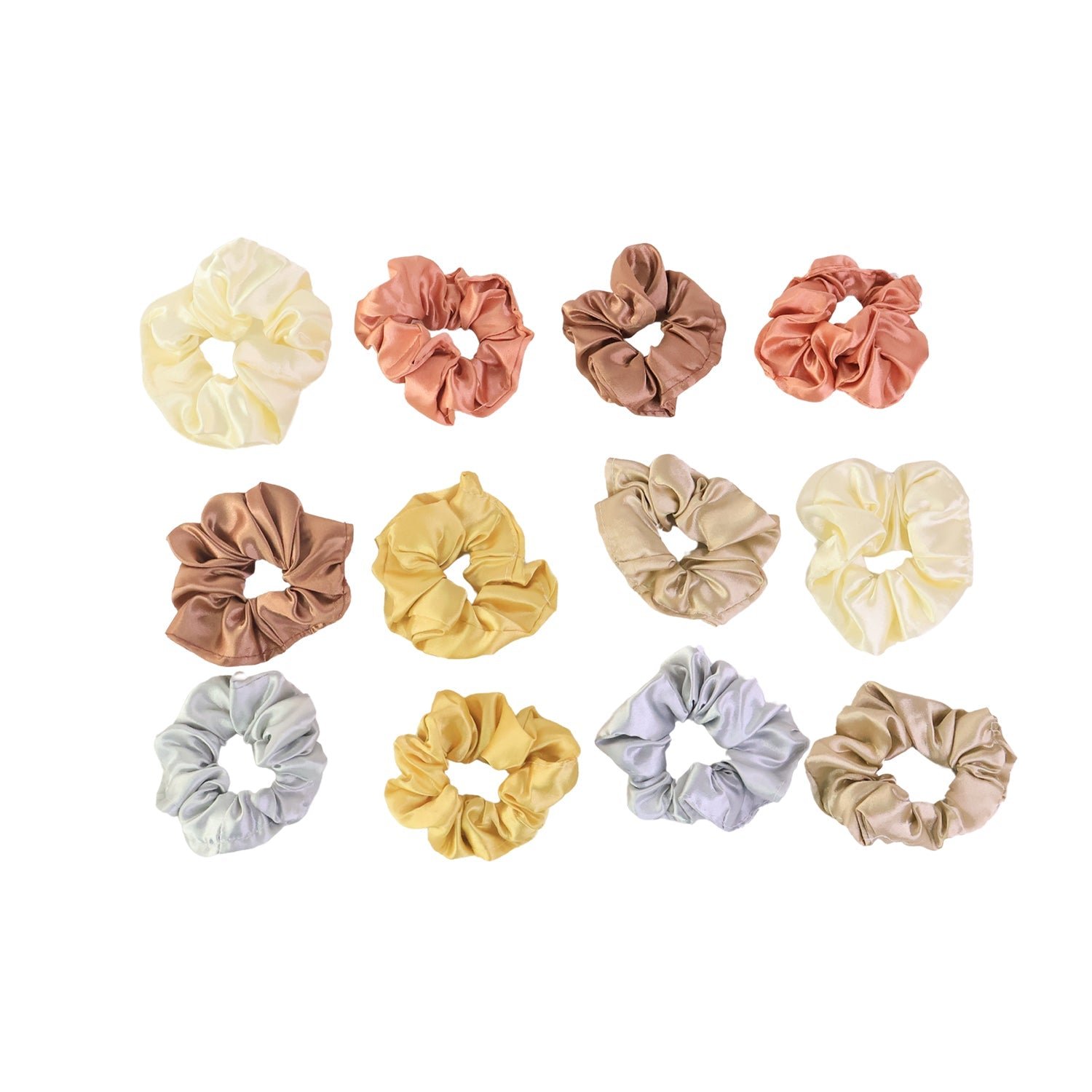 Satin Hair Scrunchies 12 Pc – Soft, Gentle Elastic Hair Ties