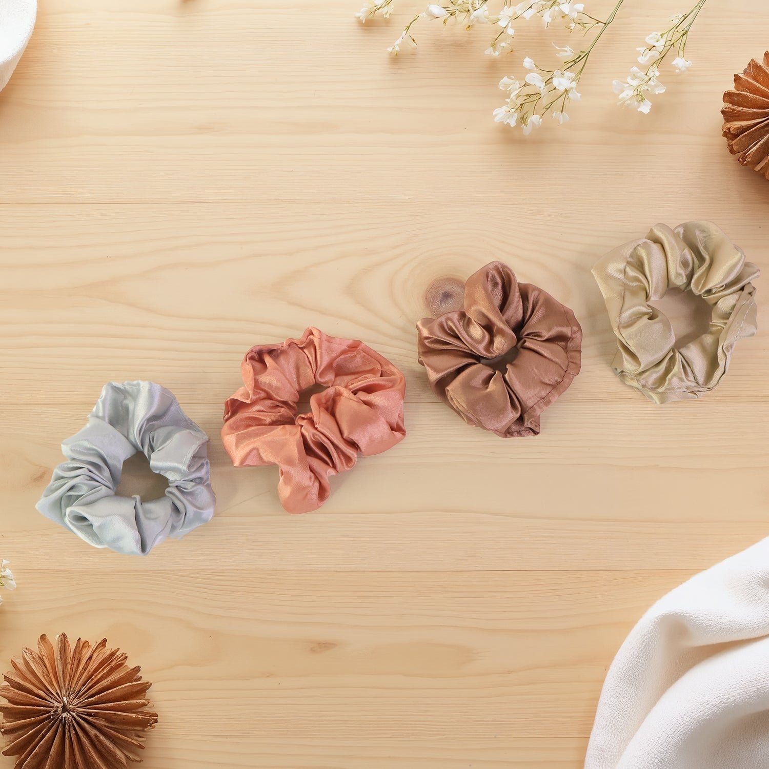Satin Hair Scrunchies 12 Pc – Soft, Gentle Elastic Hair Ties
