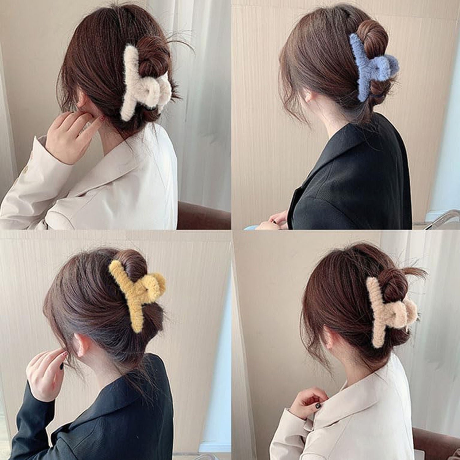 Fur Coated Hair Clutcher Clips – Soft Grip Set of 12