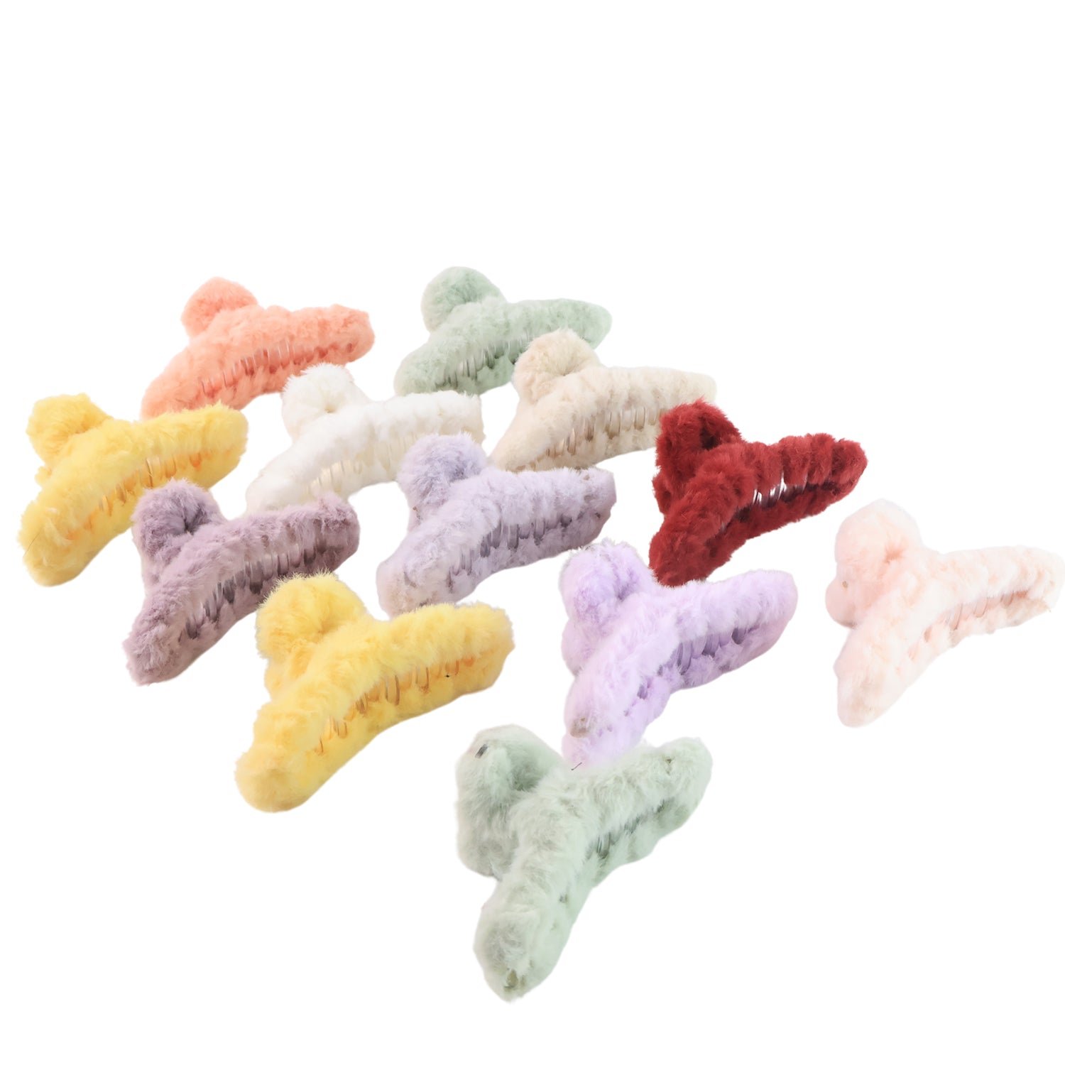 Fur Coated Hair Clutcher Clips – Soft Grip Set of 12