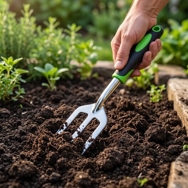 handrake-05 3 Prong Garden Hand Cultivator Fork Stainless Steel Tool Ergonomic Handle (1 Pc)