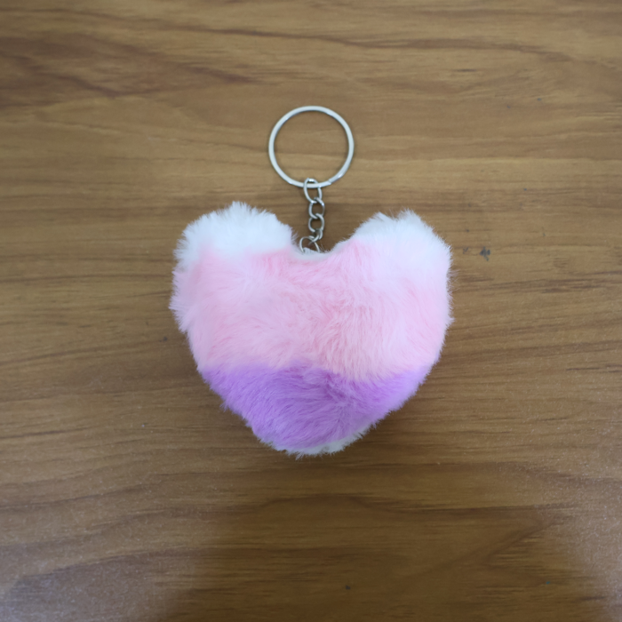 Plush Heart Keychain – Soft & Durable Pink Purple Accessory