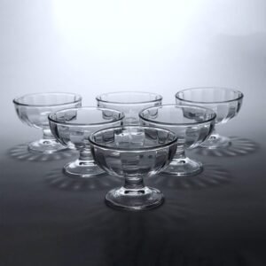 Glass Ice Cream Dessert Bowls – Elegant 6-Piece Set