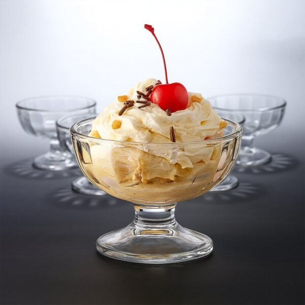 Glass Ice Cream Dessert Bowls – Elegant 6-Piece Set