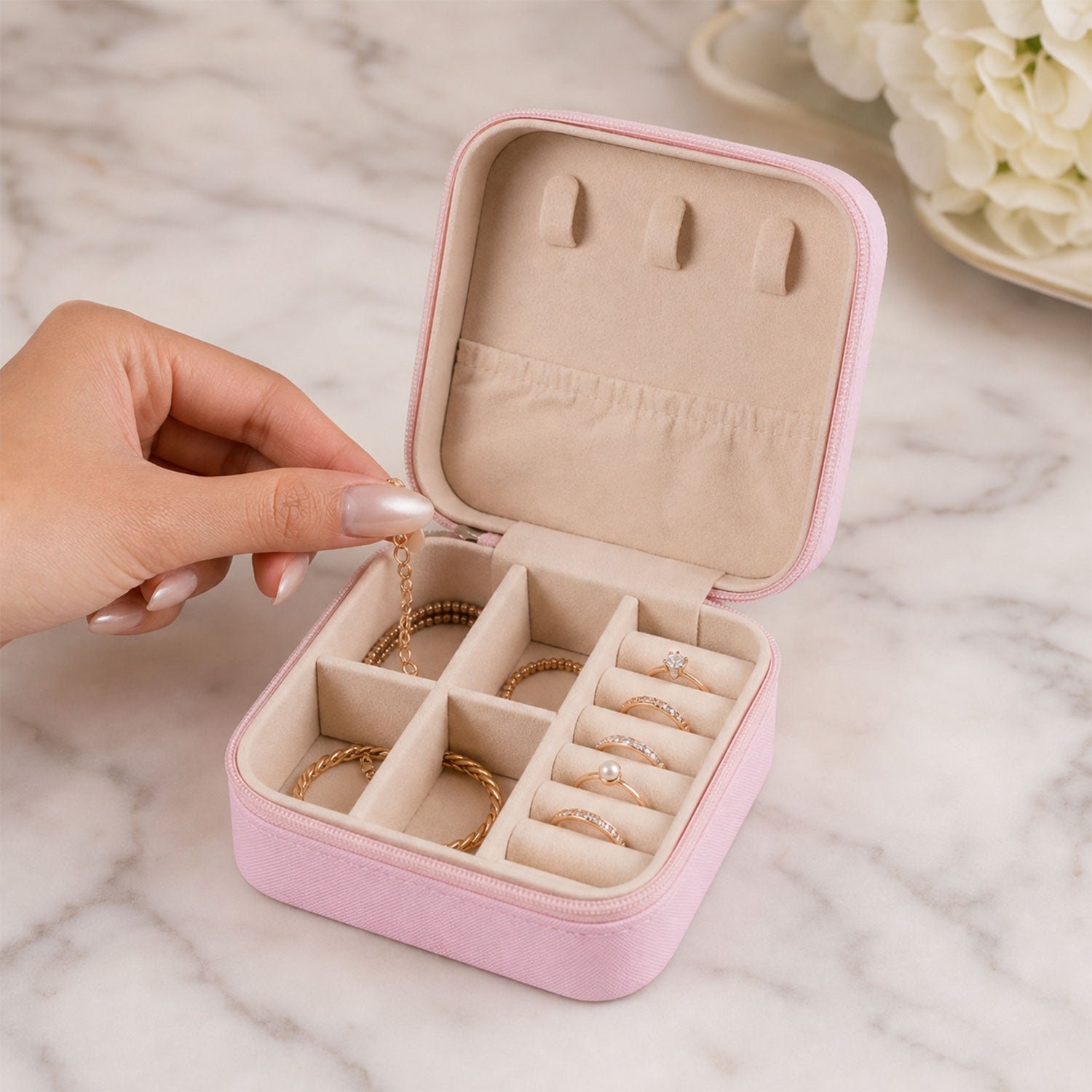 Travel Jewellery Box – Portable PU Leather Organiser | LilyGleam