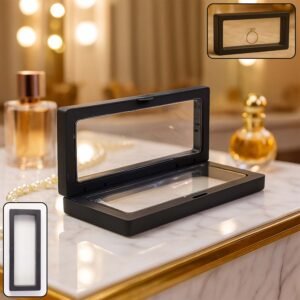 jewelrybox-WOSKU-01 Transparent Floating Jewelry Display Box – 18x7 cm Magnetic Case