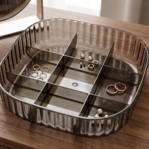 Plastic Multi-Compartment Jewelry Organizer Box, Stackable Ring Storage (1 Set)