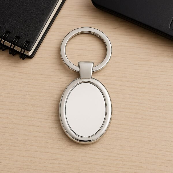 Oval Shape Metal Keychain – Durable Stylish Chrome Finish