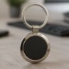 Round Metal Keychain – Durable Chrome Finish with Black Center