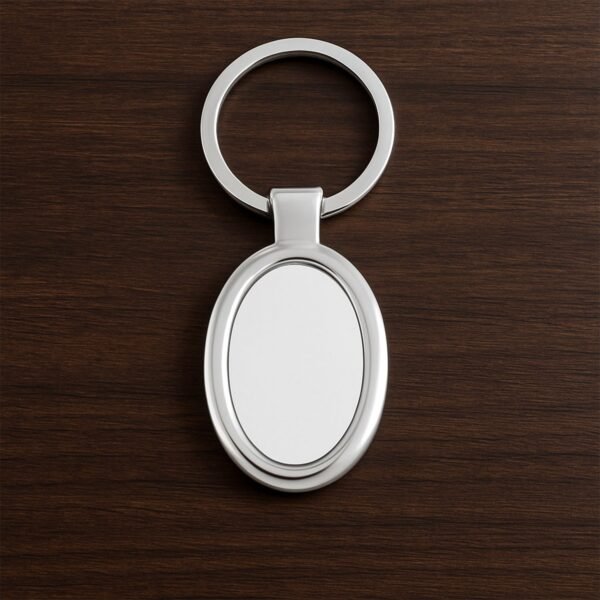 Oval Shape Metal Keychain – Durable Stylish Chrome Finish