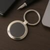 Round Metal Keychain – Durable Chrome Finish with Black Center