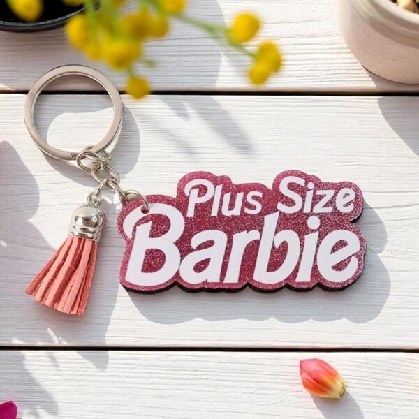 Plus Size Barbie Keychain – Glitter Finish & Tassel Charm