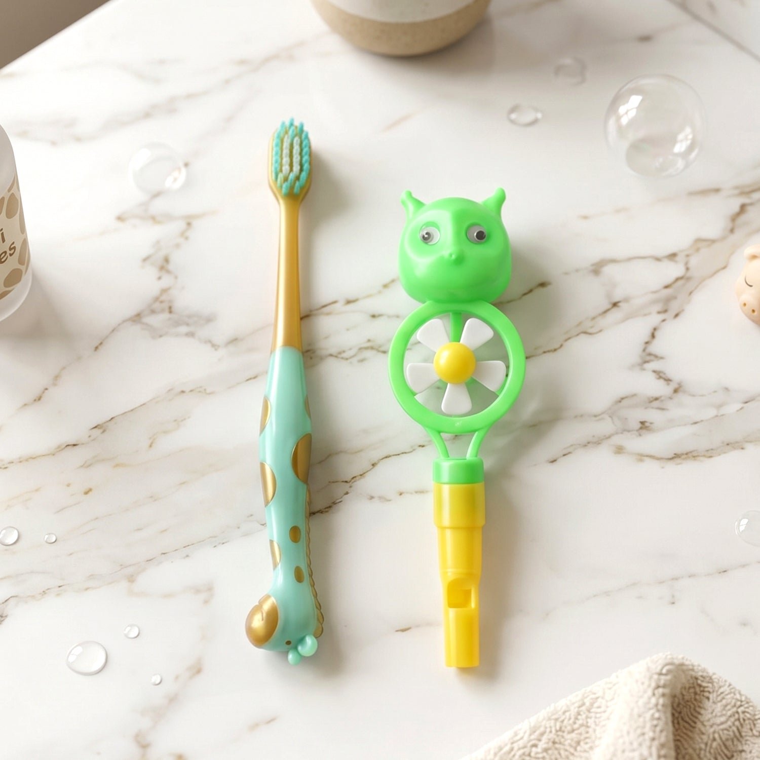Kids Toothbrush Set with Animal Whistle Toy – Fun Oral Care