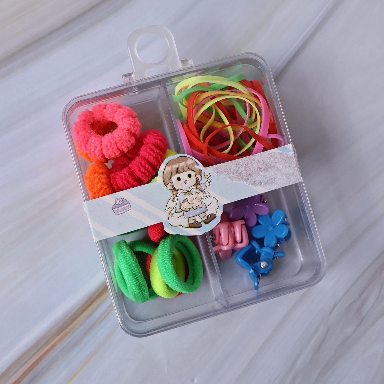 Kids Hair Accessories Set – Vibrant Mix with Storage Box