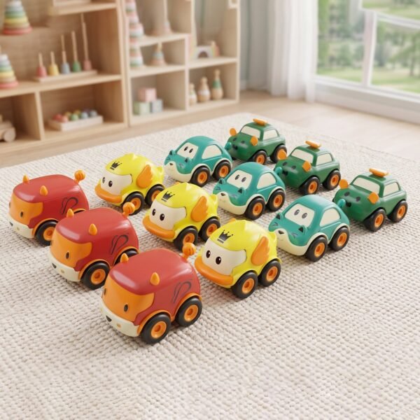 Toddler Toy Cars Set – 12-Piece Colorful Pull Back Vehicles