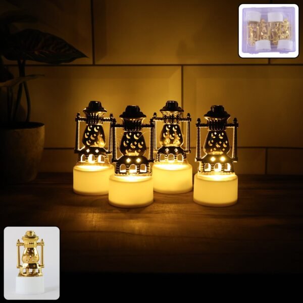 lanternLights-WOSKU-01 Flameless LED Tealights – Vintage Lantern Style (Set of 4)