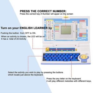 English Learner Laptop Toy – 20 Interactive Learning Activities