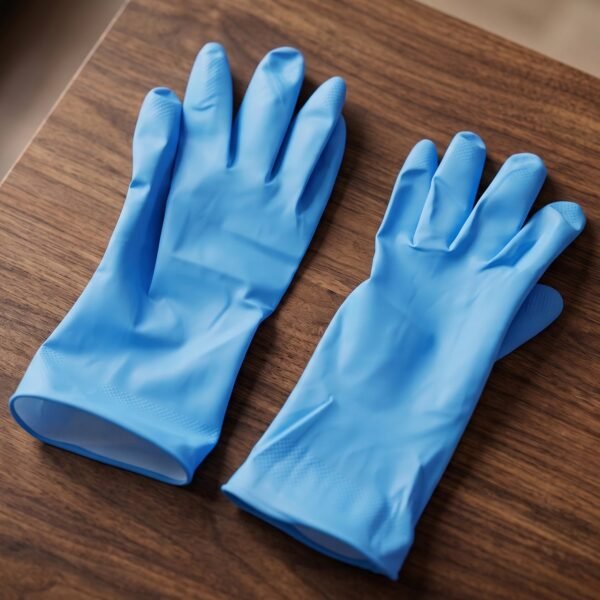 lightblueGloves-06 Waterproof Rubber Cleaning Gloves – Durable & Reusable Kitchen Gloves