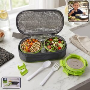 Stainless Steel Lunch Box Set – Durable & Leakproof with Carry Bag
