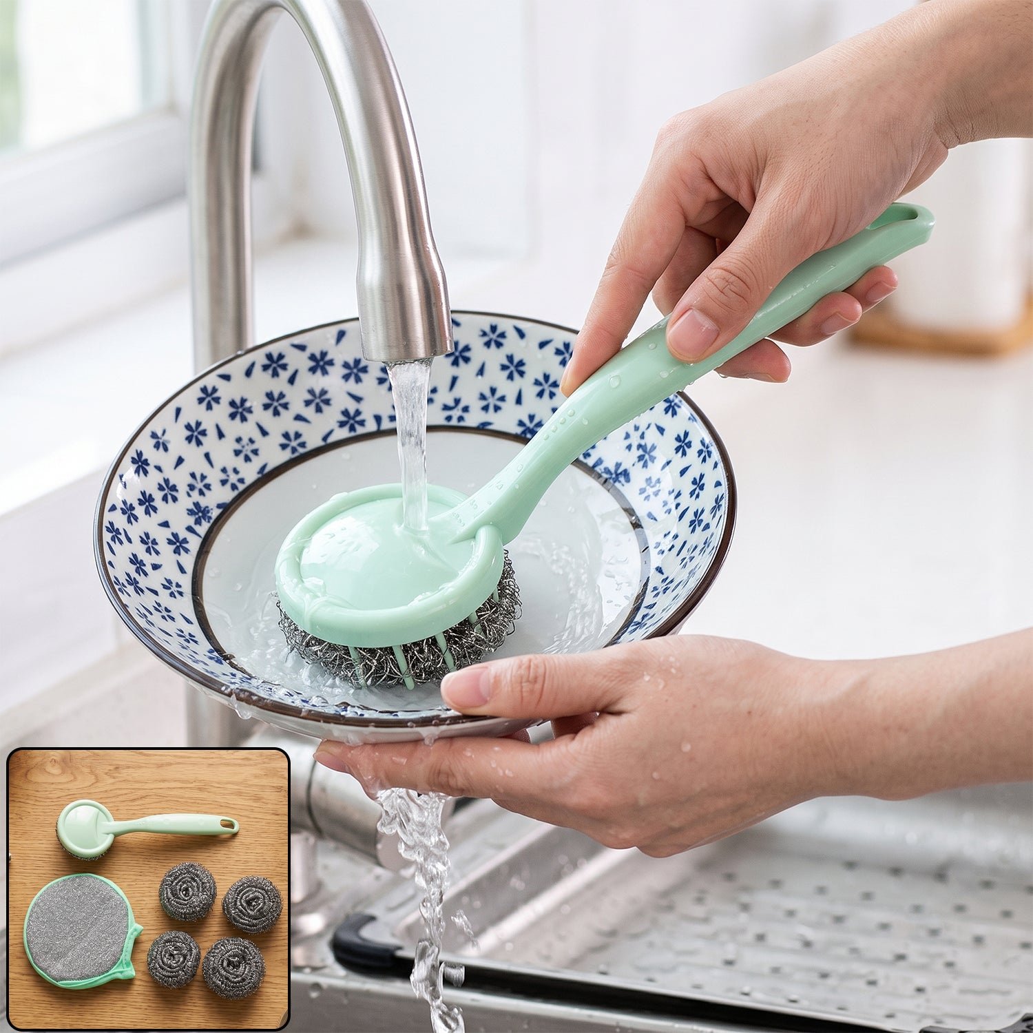 metalcleaningkit-01 Kitchen Cleaning Set – 6-in-1 Stainless Steel Scrubber
