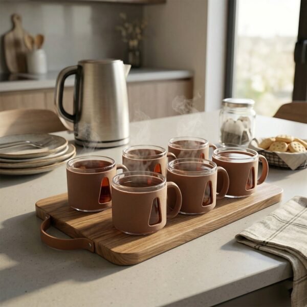 Tea Cup Set – Elegant 6-Piece Ceramic Round Serving Set