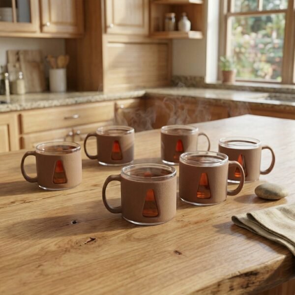 Tea Cup Set – Elegant 6-Piece Ceramic Round Serving Set