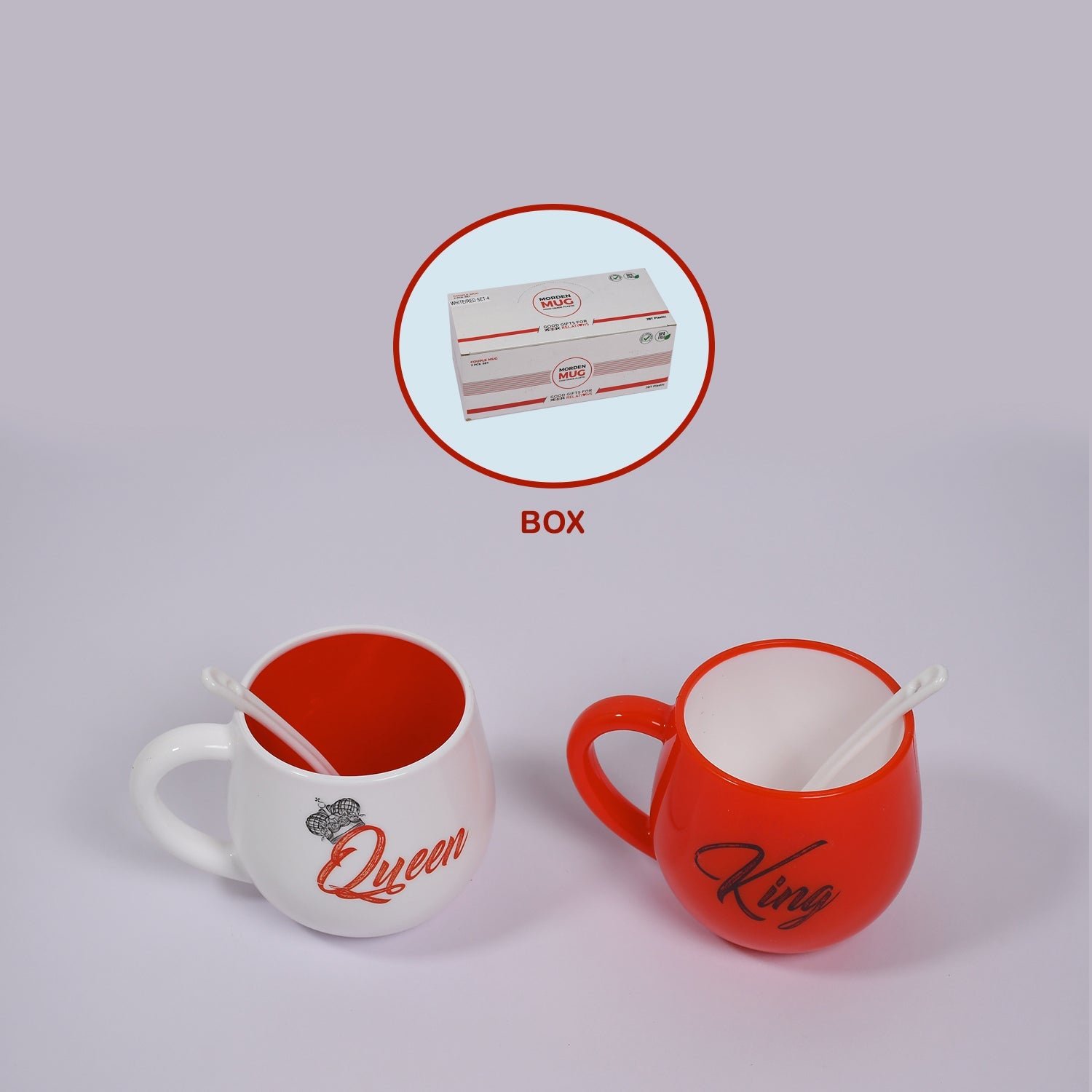 Couple Coffee Mug – King & Queen Printed Plastic Set 300ml | Indo Glow