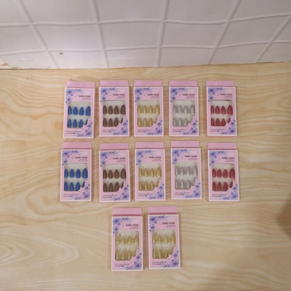 nails-set-1.-07 Glitter Press-On False Nails – Reusable Glossy Mix Designs