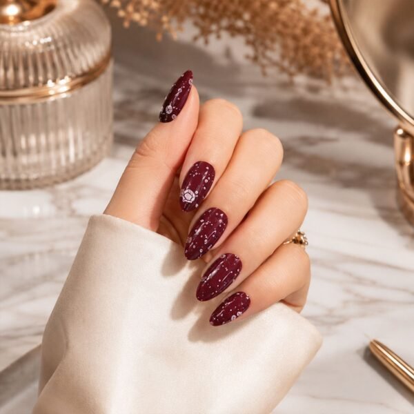 Long Coffin Press-On Nails – Premium 3D Embellished Design