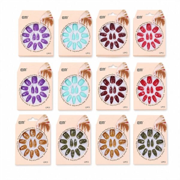 Long Coffin Press-On Nails – Premium 3D Embellished Design