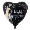 Black Heart Feliz Cumpleaños Foil Balloon – Bright Party Decor