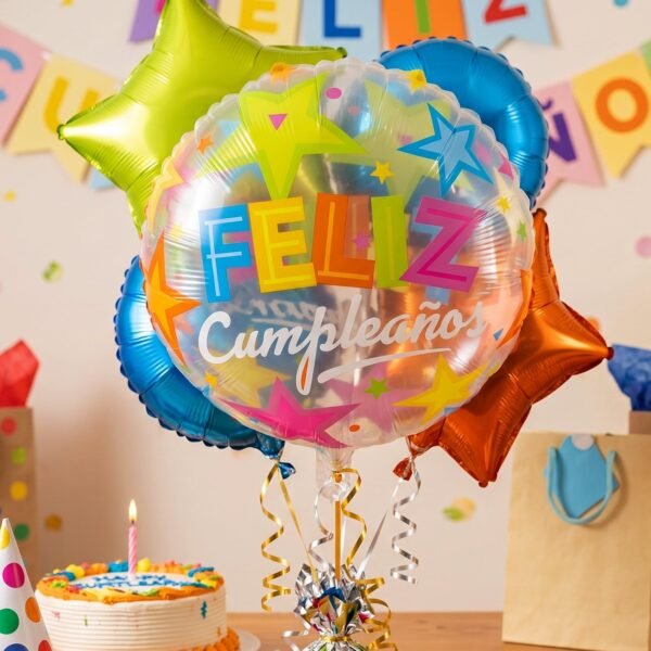 Colorful Feliz Cumpleaños Foil Balloon – Bright Birthday Decoration