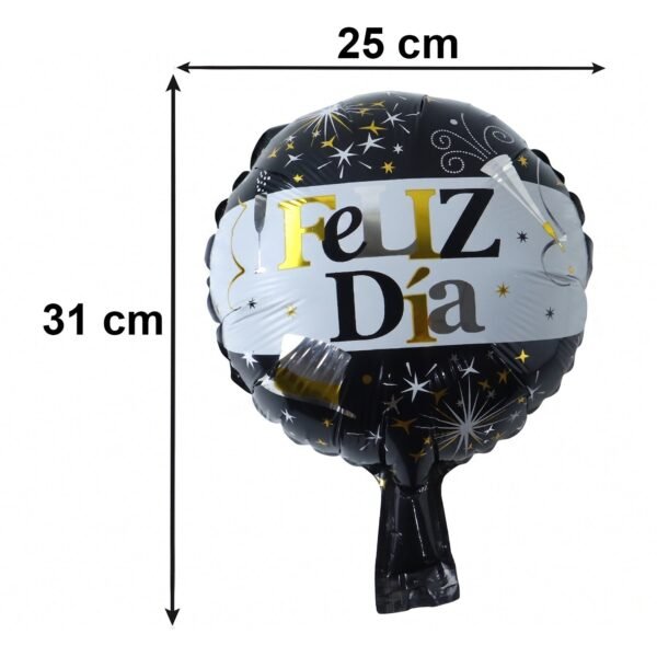 Black Gold 'Feliz Dia' Foil Balloon – Bright Party Decor for Celebrations