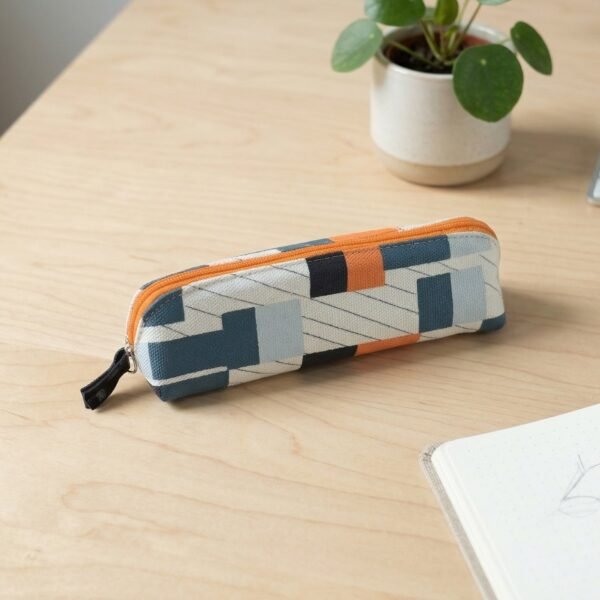 Designer Fabric Zipper Pencil Pouch – Compact & Stylish Organizer