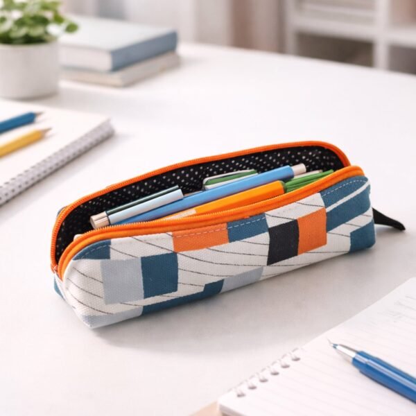 Designer Fabric Zipper Pencil Pouch – Compact & Stylish Organizer