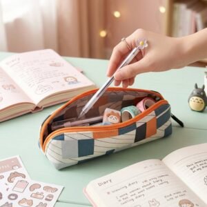 Designer Fabric Zipper Pencil Pouch – Compact & Stylish Organizer