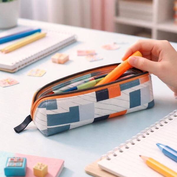Designer Fabric Zipper Pencil Pouch – Compact & Stylish Organizer