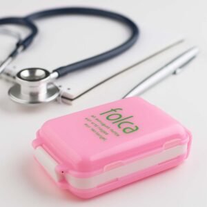 Pink Dual-Sided Pill Organizer – 8-Compartment Portable Case