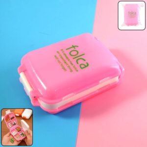 Pink Dual-Sided Pill Organizer – 8-Compartment Portable Case