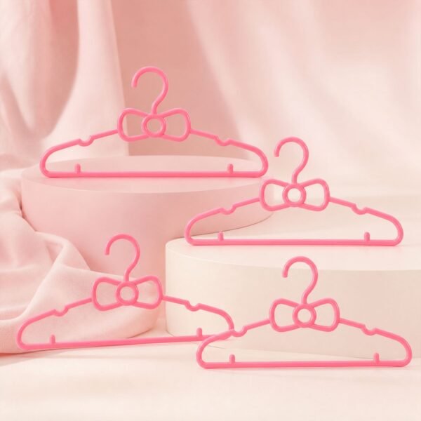 pink-hanger-02.jpg Kids Plastic Clothes Hangers Set of 4 Cute Bow Design Baby Wardrobe (4 Pc Set)