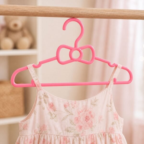 pink-hanger-04.jpg Kids Plastic Clothes Hangers Set of 4 Cute Bow Design Baby Wardrobe (4 Pc Set)