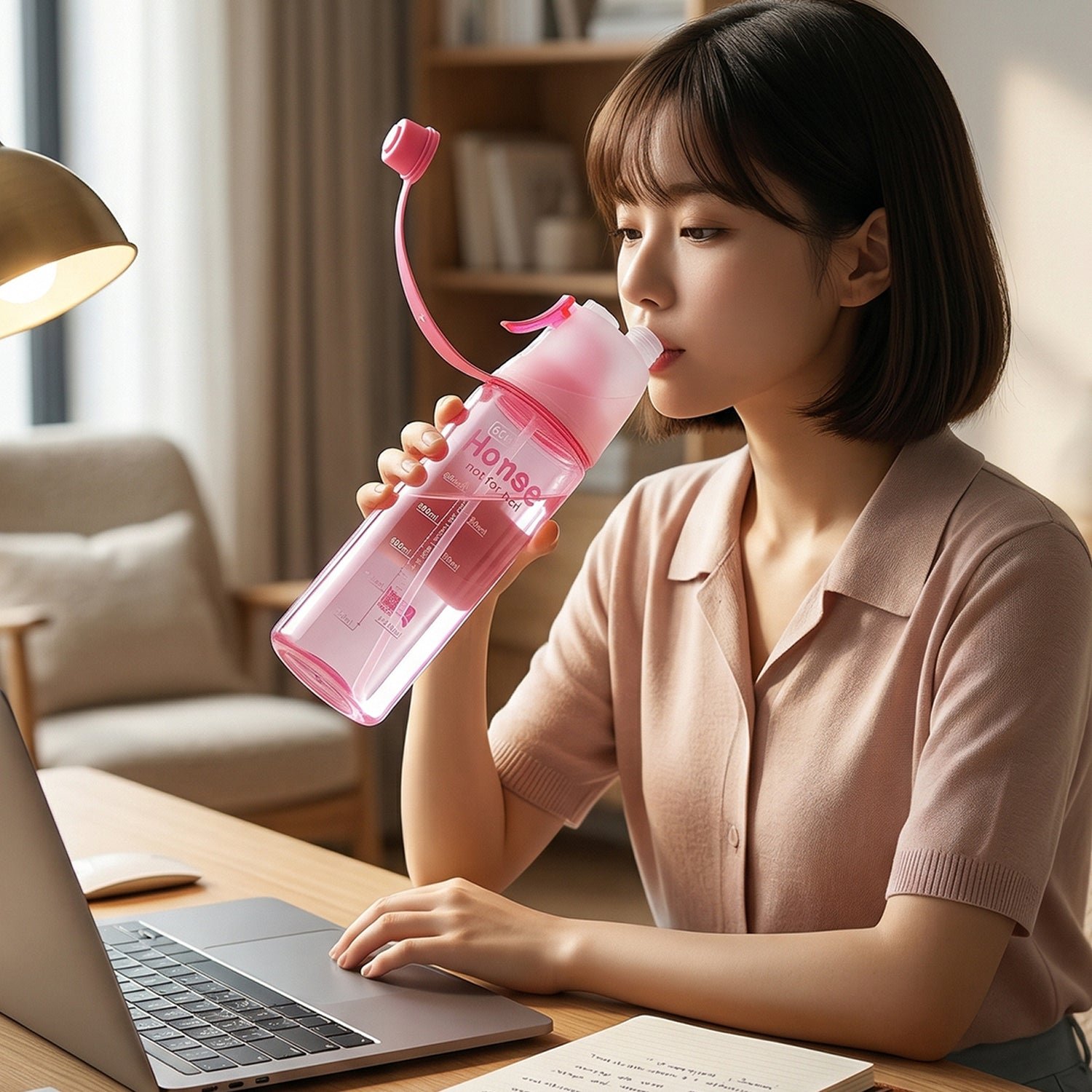 Sports Water Bottle – 600ML Dual Function with Mist Spray