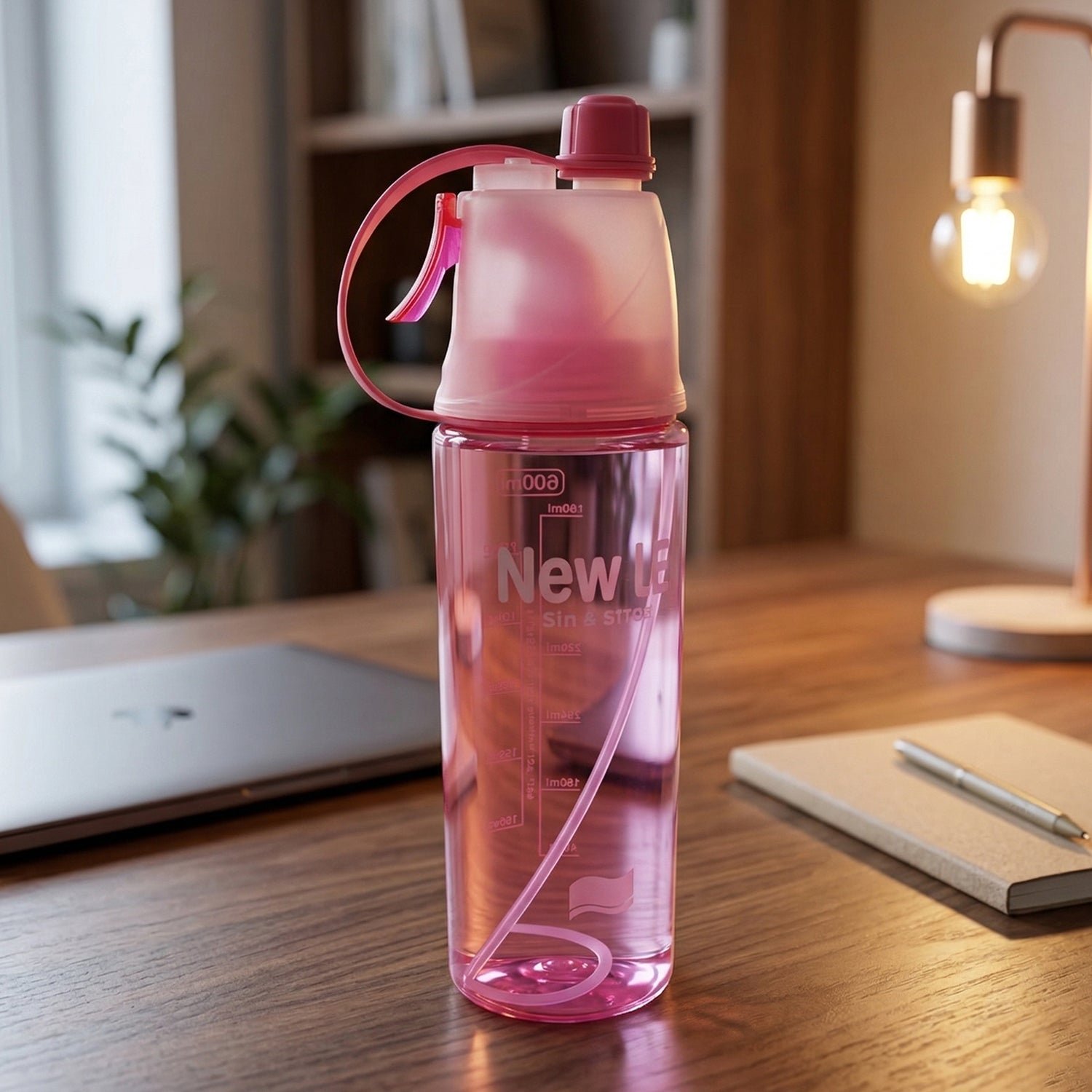 Sports Water Bottle – 600ML Dual Function with Mist Spray