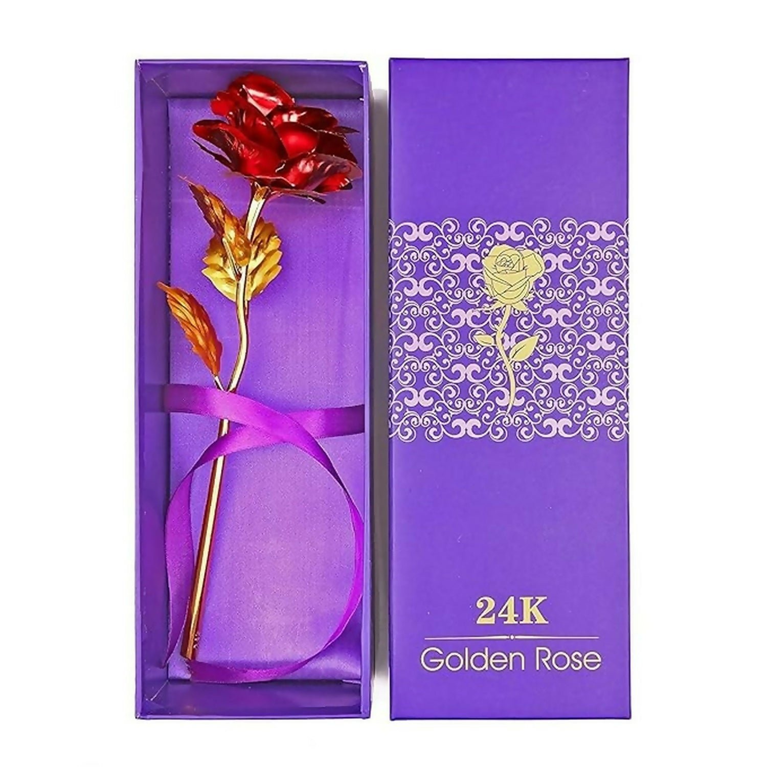 24K Artificial Golden Rose – Elegant Lasting Gift with Box