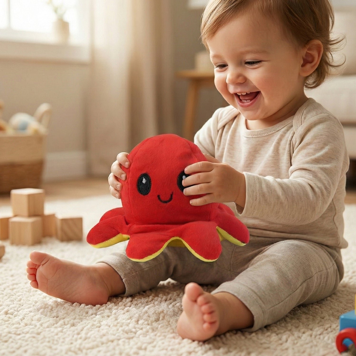 Reversible Octopus Plush Toy – Express Moods with Soft Comfort
