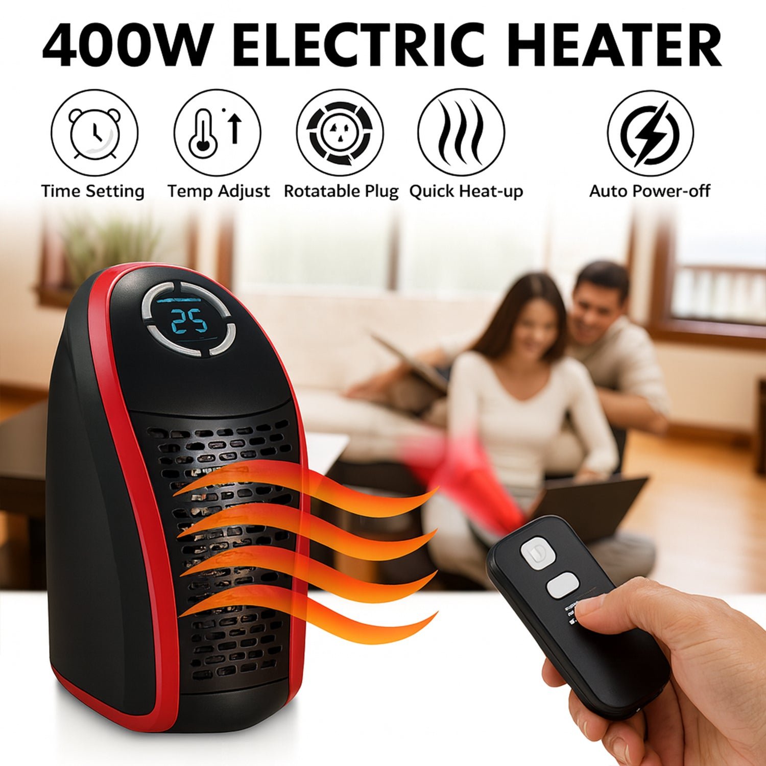 400W Wall Plug Room Heater – Compact Heating with Remote Control