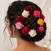 Flower Hair Pin Set – Colourful Floral Accessory (12 Pcs) | Calm & Curl