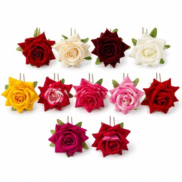 Flower Hair Pin Set – Colourful Floral Accessory (12 Pcs) | Calm & Curl
